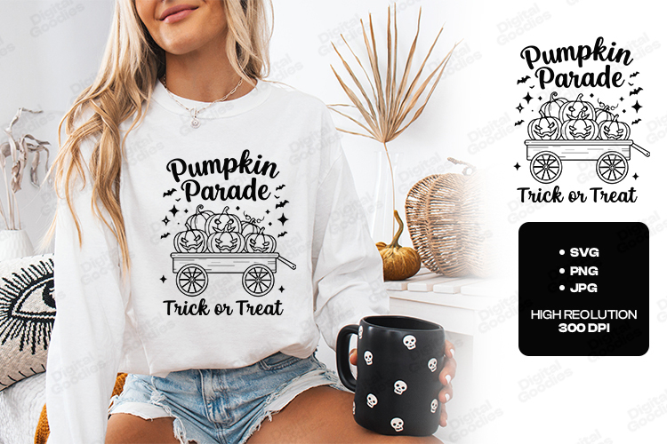 Pumpkin Parade SVG - Halloween Wagon Trick or Treat Cut File