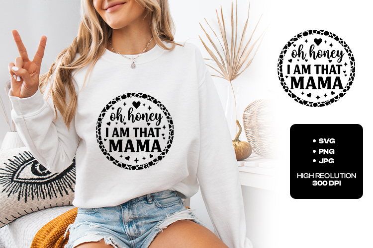 I Am That Mama SVG - Trendy Leopard Print Circle Design