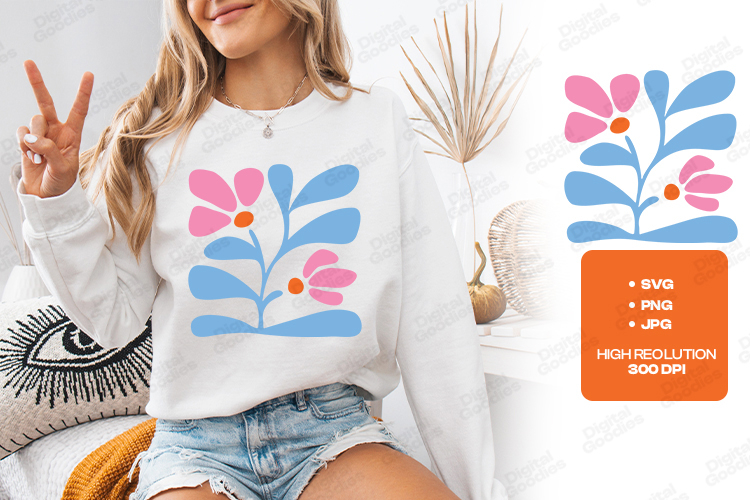 Boho Abstract Floral SVG Matisse Inspired Flower Sweatshirt