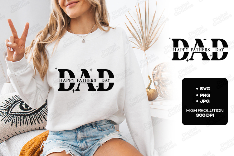 Happy Fathers Day Dad SVG Retro Typographic Design PNG