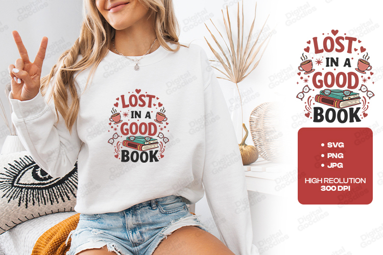 Lost In A Good Book Coffee And Reading Lover Shirt Design