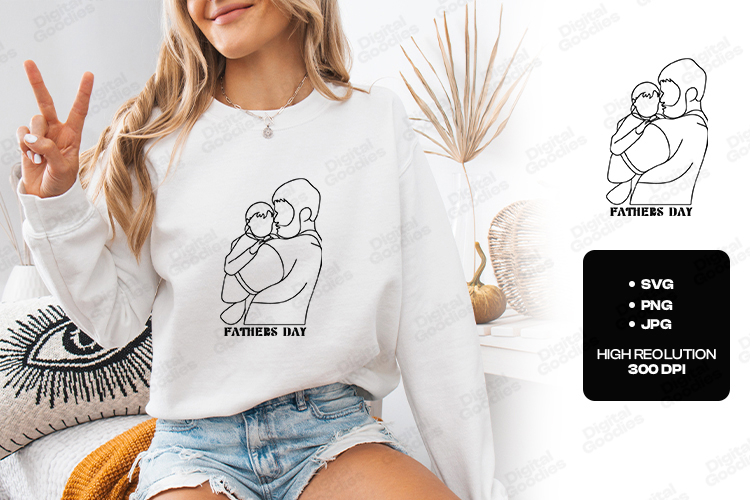 Fathers Day SVG Dad and Son Hug Sublimation Design PNG JPG
