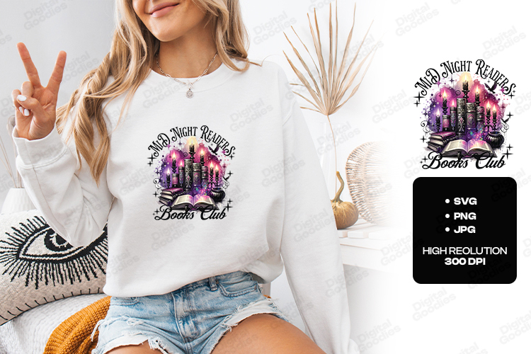 Mid Night Readers Book Club Vintage Book Lover Design