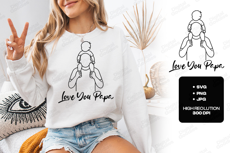 Love You Papa SVG Father and Son Sublimation Design PNG JPG
