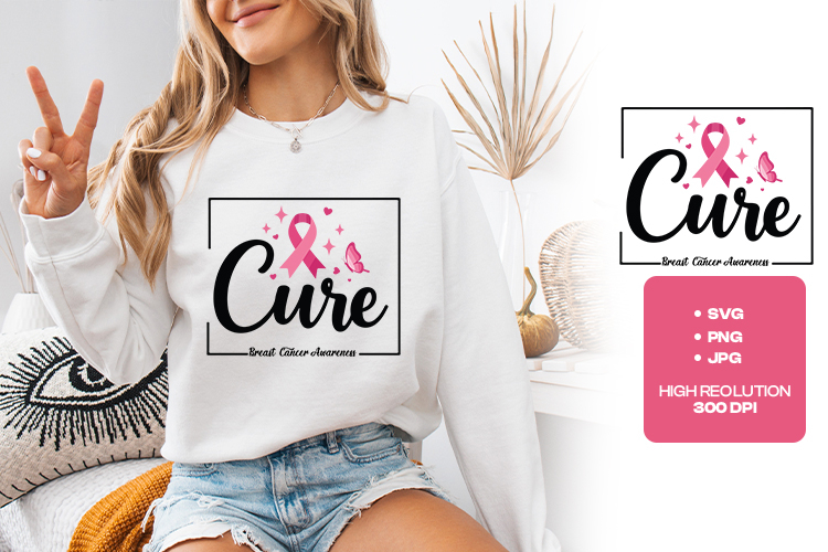 Cure SVG - Breast Cancer Awareness Pink Ribbon Butterfly Art