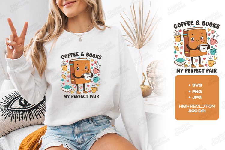 Coffee And Books My Perfect Pair Cute Reading Shirt Design