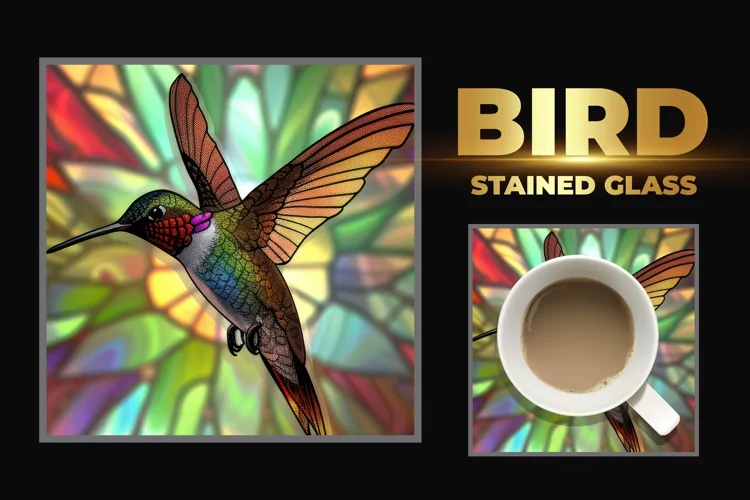 Bird Stained Glass Square Coaster