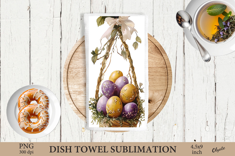 Easter Egg Dish Towel Sublimation, Watercolor Easter PNG