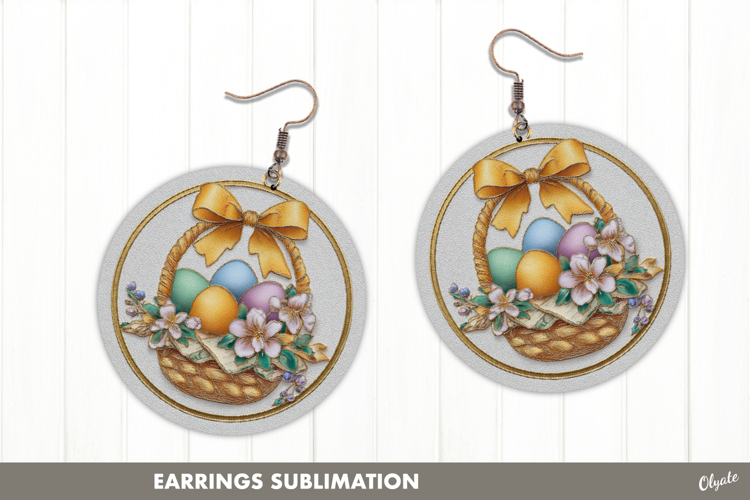 Easter Earrings with Leather Texture Sublimation PNG