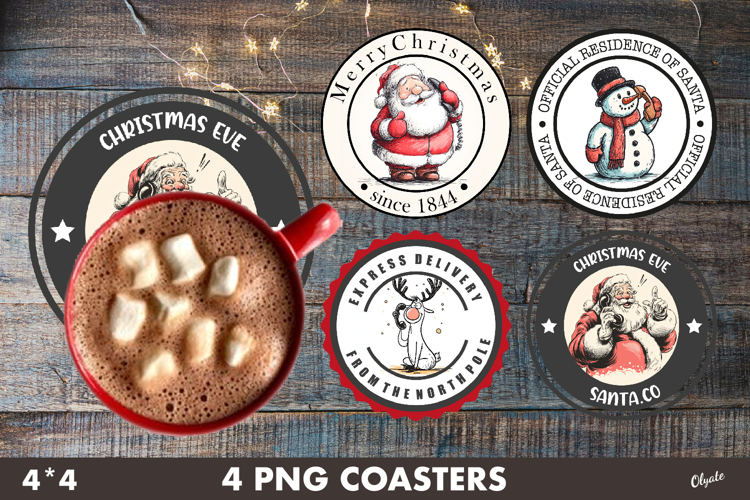 Christmas Stamp Coaster, Post Stamp Christmas Coaster PNG