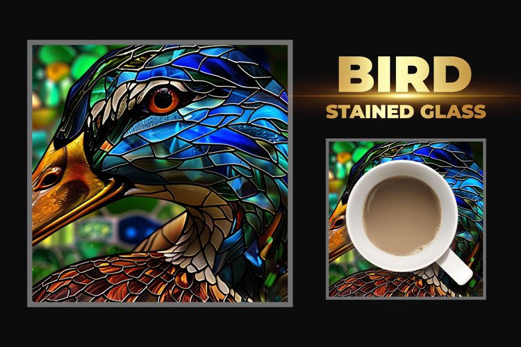 Bird Stained Glass Square Coaster example image 1