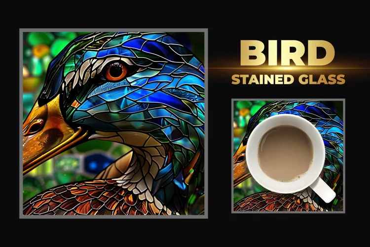 Bird Stained Glass Square Coaster