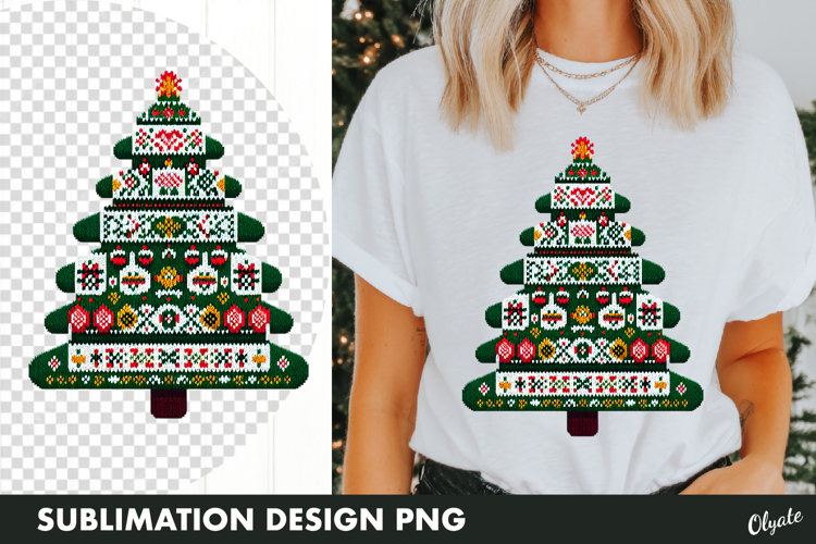 Knitting Christmas Tree Sublimation PNG. Christmas Tshirt