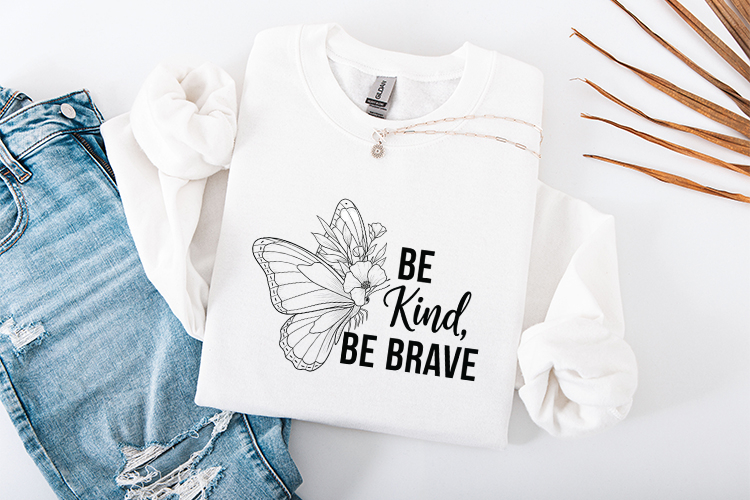 Be Kind Be Brave SVG - Floral Butterfly Inspirational PNG