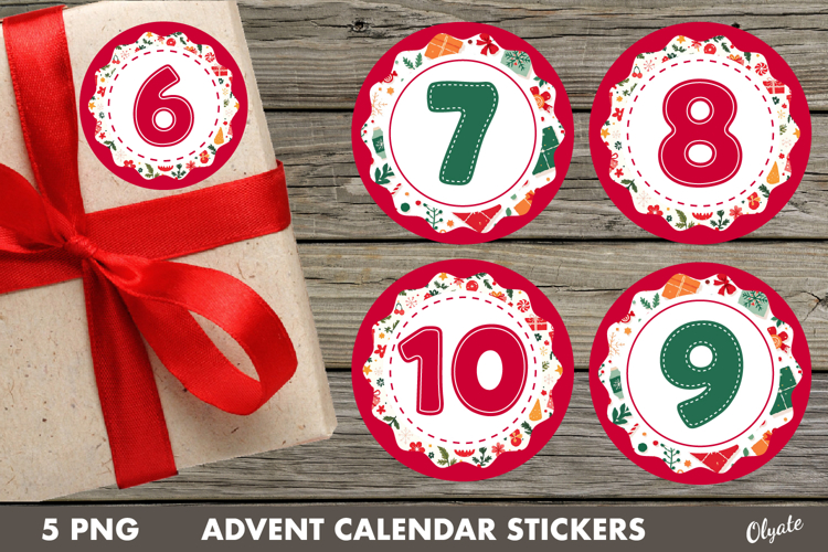 Advent Calendar Stickers PNG. Christmas Countdown PNG