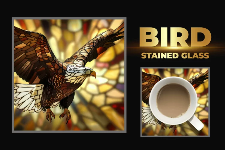 Bird Stained Glass Square Coaster