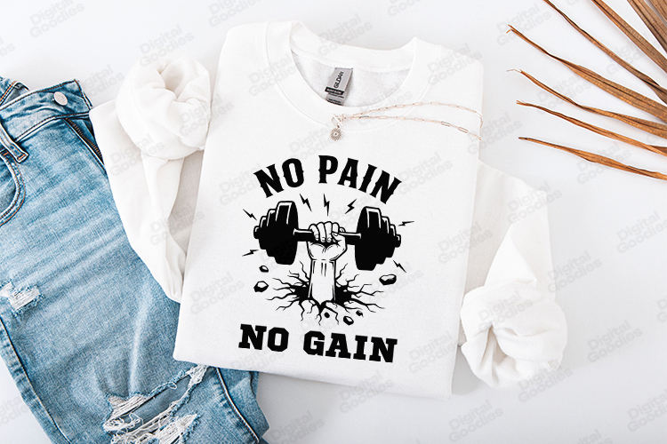 No Pain No Gain Gym Fitness Workout SVG Design