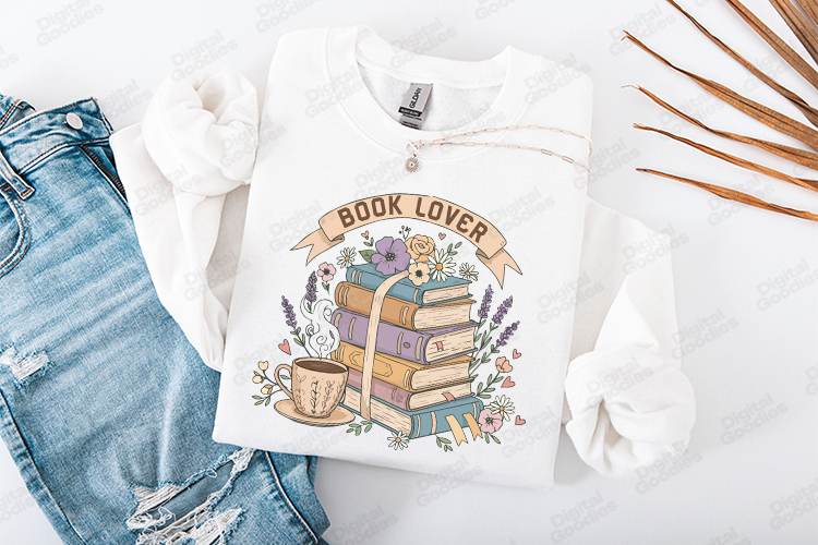 Book Lover Floral Books SVG PNG Coffee Reading Shirt Art