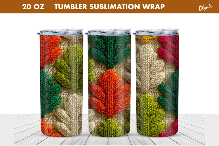 Cozy Fall Crochet Tumbler Wrap. Knitting Leaves Tumbler