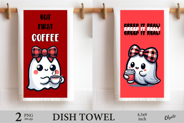 Halloween Dish Towel Sublimation PNG, Ghost PNG