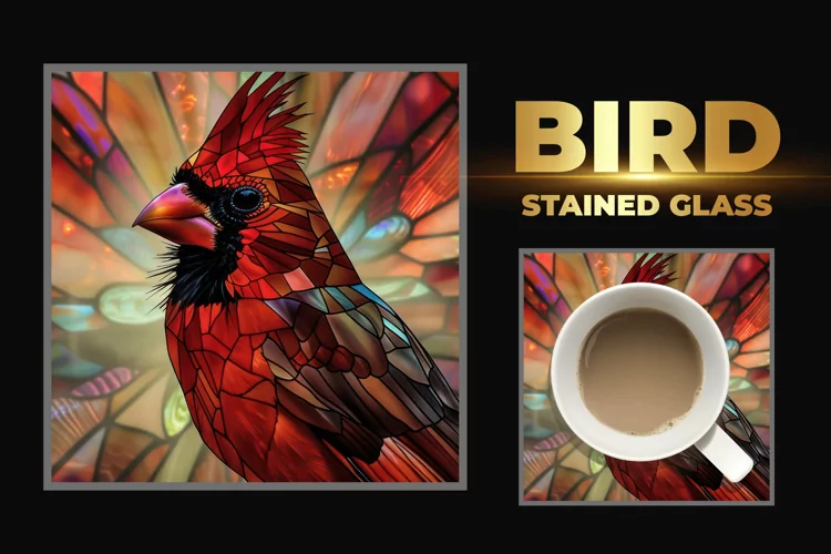 Bird Stained Glass Square Coaster
