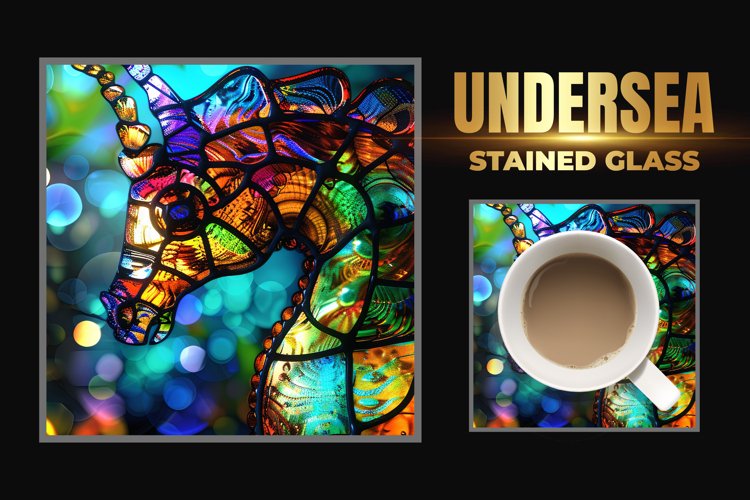 Unicorn Stained Glass Square Coaster example image 1