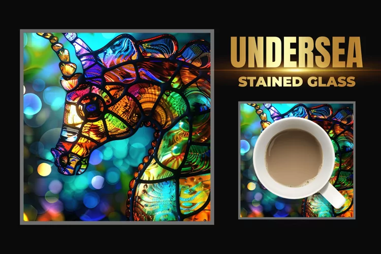 Unicorn Stained Glass Square Coaster