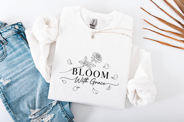 Bloom With Grace SVG - Rose Floral Minimalist PNG Design