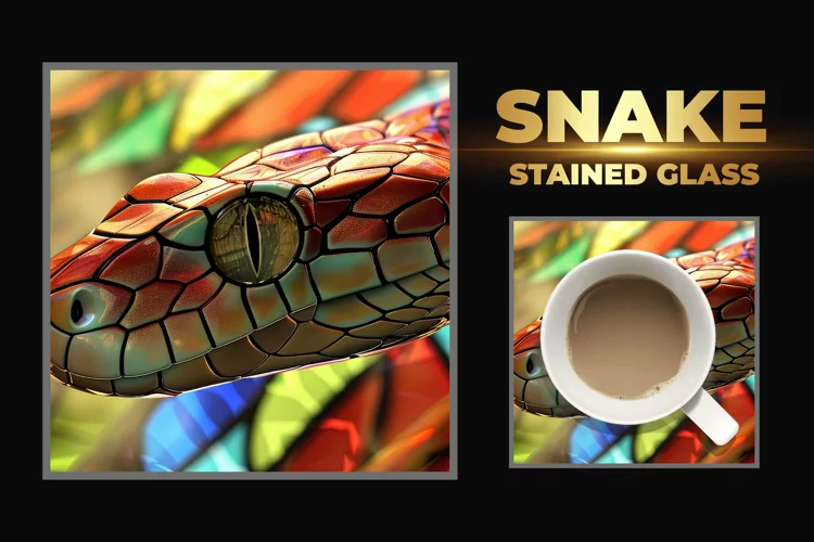 Snake Stained Glass Square Coaster