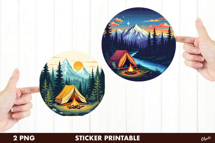 Adventure Stickers PNG. Camping Printable Stickers