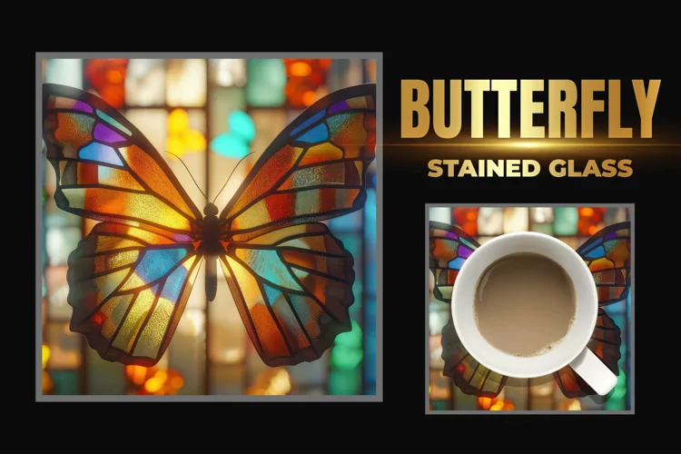 Butterfly Stained Glass Square Coaster