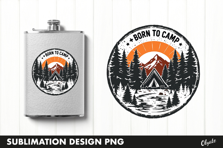 BBQ Retro Round Sublimation, Flask BBQ Grill PNG