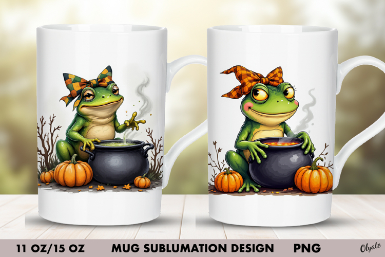 Frog Mug Sublimation Design. Halloween Mug Wrap 11OZ, 15OZ