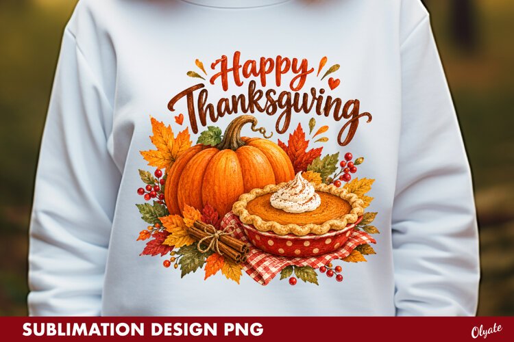 Thanksgiving Dinner, Autumn Pie Pumpkin Sublimation example image 1
