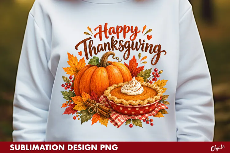 Thanksgiving Dinner, Autumn Pie Pumpkin Sublimation