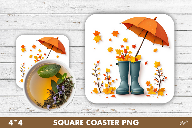Umbrella Coaster PNG, Fall, Autumn Coaster Sublimation PNG