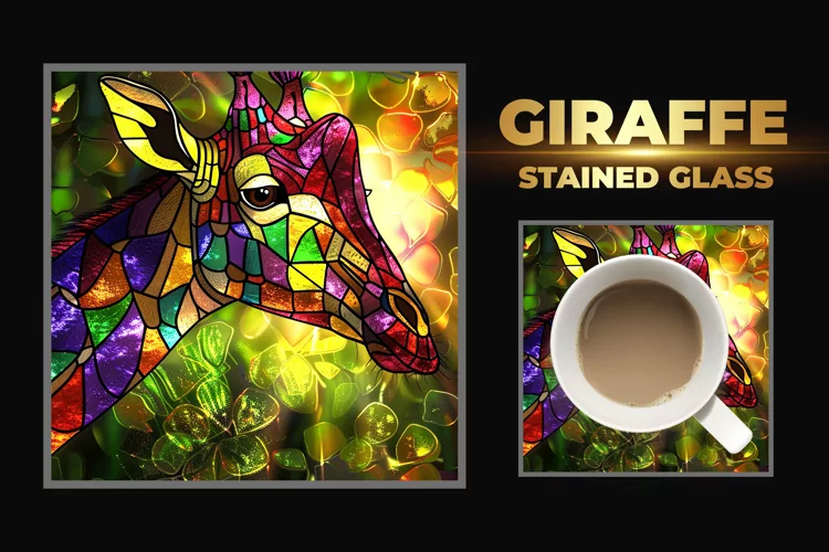 Giraffe Stained Glass Square Coaster