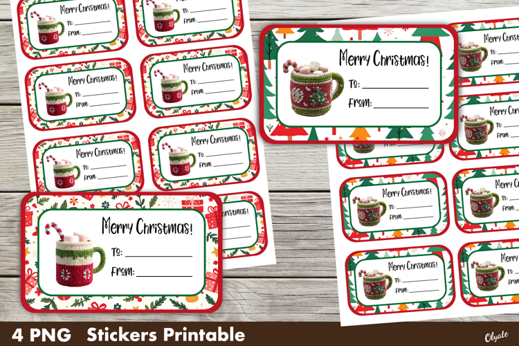 Christmas Gift Stickers PNG. Merry Christmas Stickers PNG