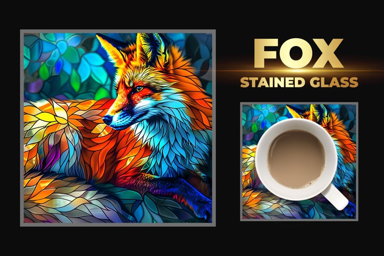 Fox Stained Glass Square Coaster