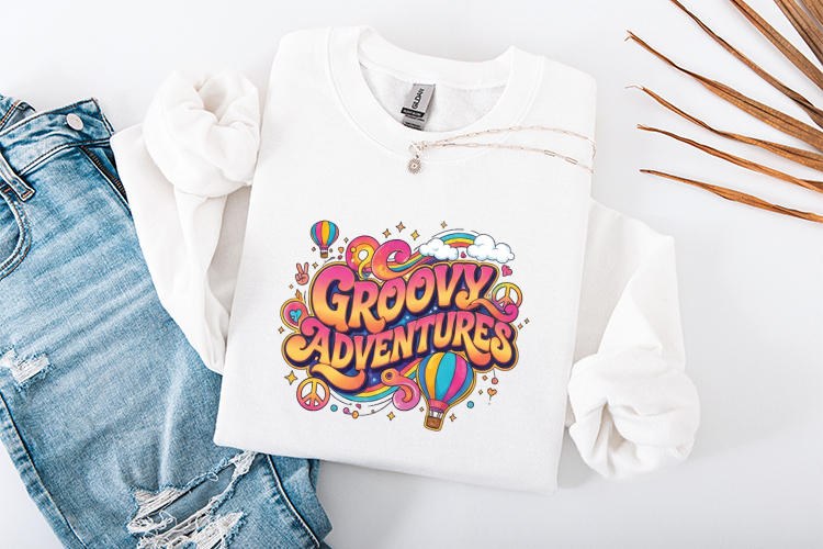Retro Groovy Adventures SVG - Hippie Hot Air Balloon PNG