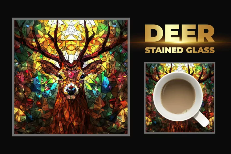 Deer Stained Glass Square Coaster