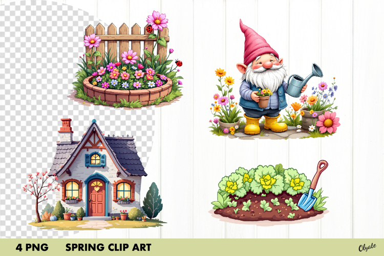 Spring Garden Clipart PNG, Cozy Spring Sublimation