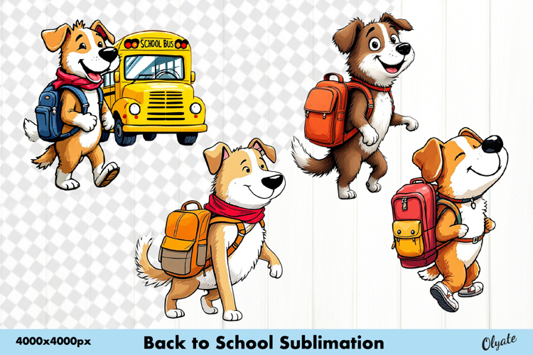 Back to School Sublimation PNG. Cute Dog Clipart
