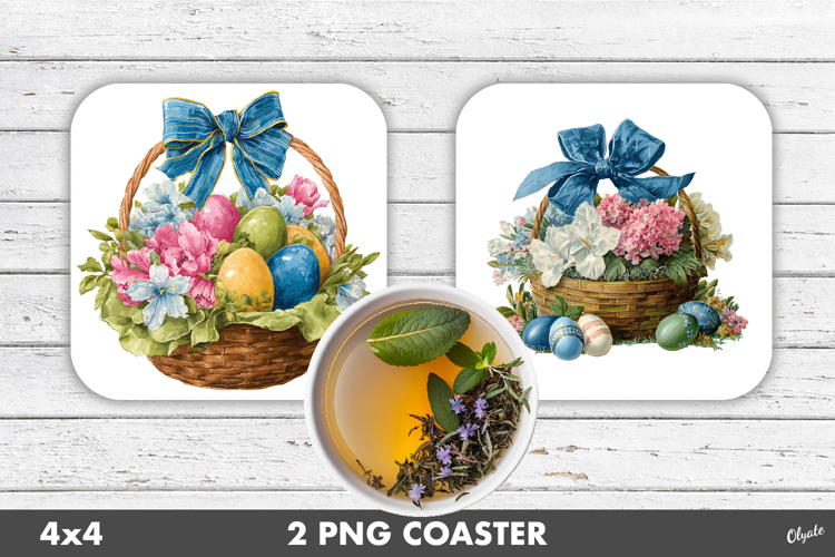 Festive Easter Basket Coaster Sublimation PNG