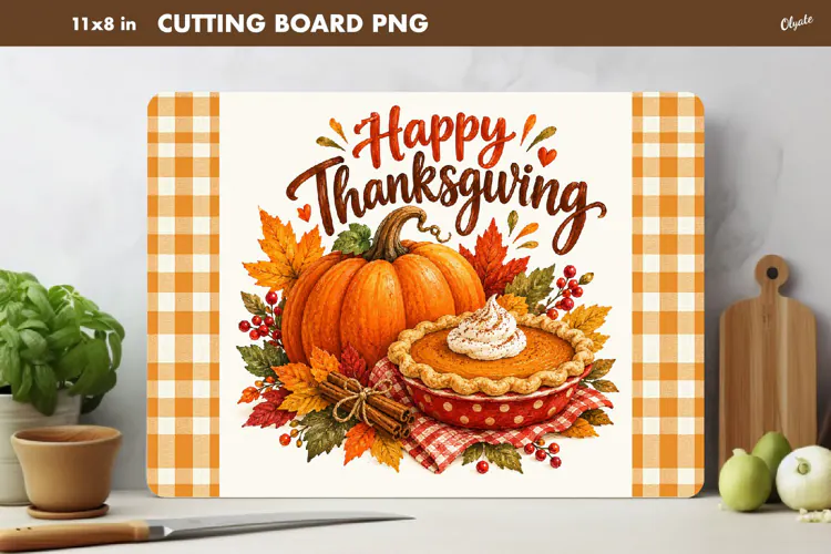 Thanksgiving Day Kitchen Sublimation. Cutting Board PNG