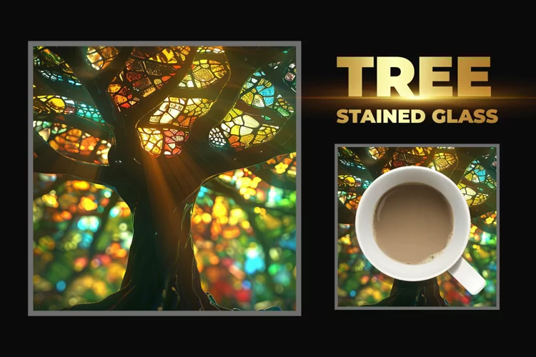 Tree Stained Glass Square Coaster