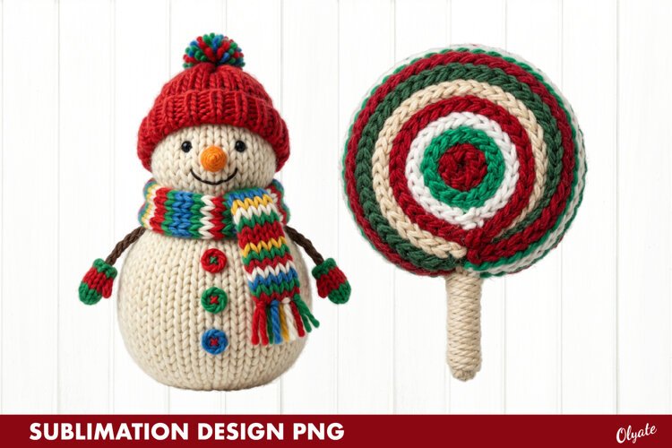 Crochet Snowman, Lollipop, Sublimation PNG example image 1