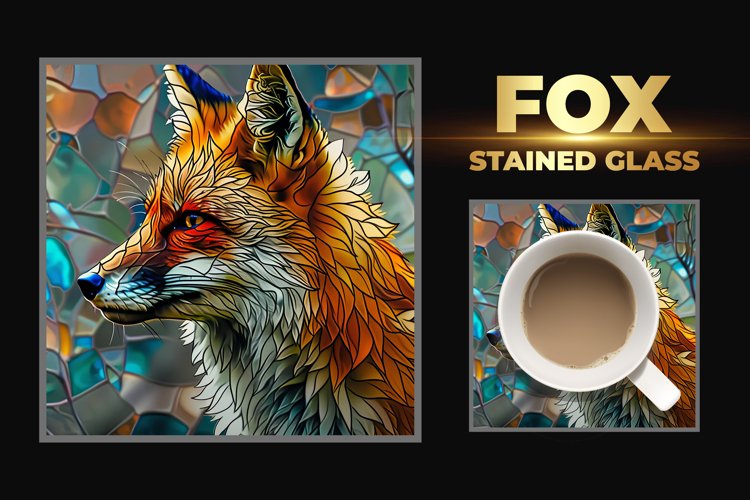 Fox Stained Glass Square Coaster