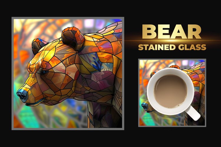 Bear Stained Glass Square Coaster