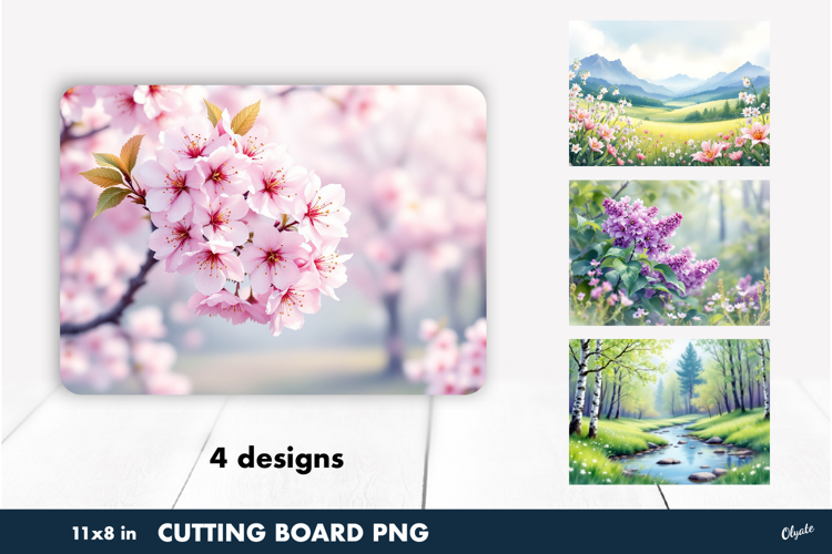 Spring Landscape Cutting Board PNG
